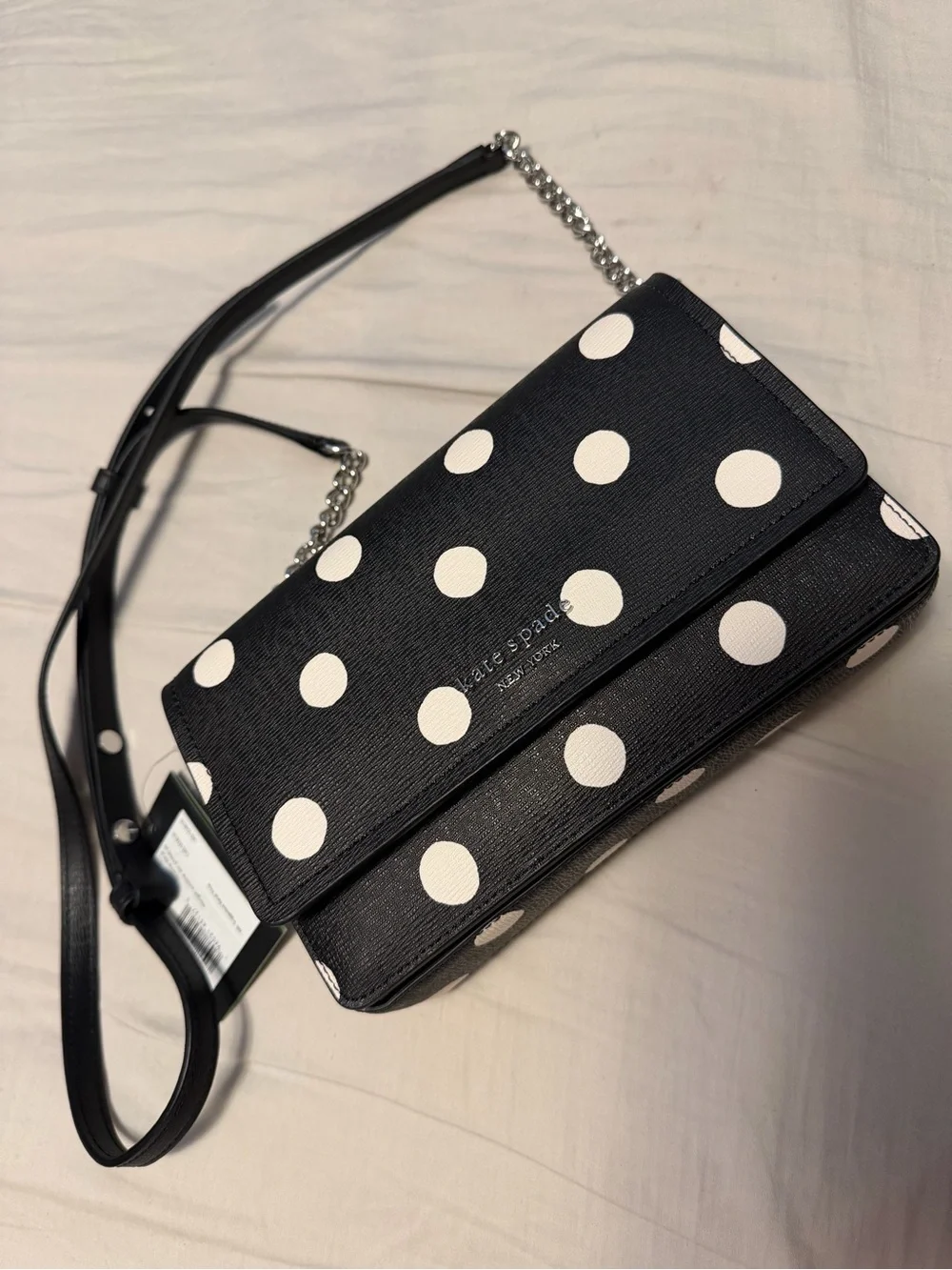 kate spade Black and White Polka Dot Leather Crossbody